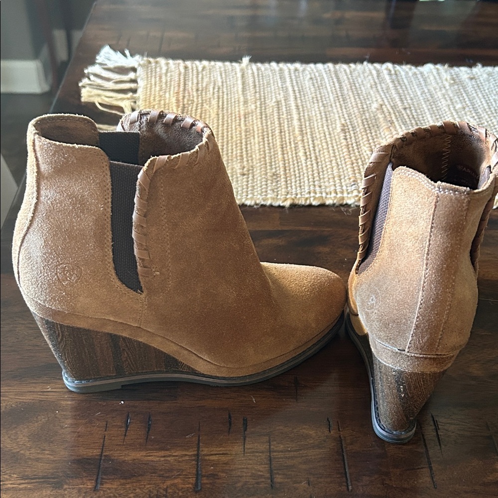 Ariat Tan Suede Wedge Boots